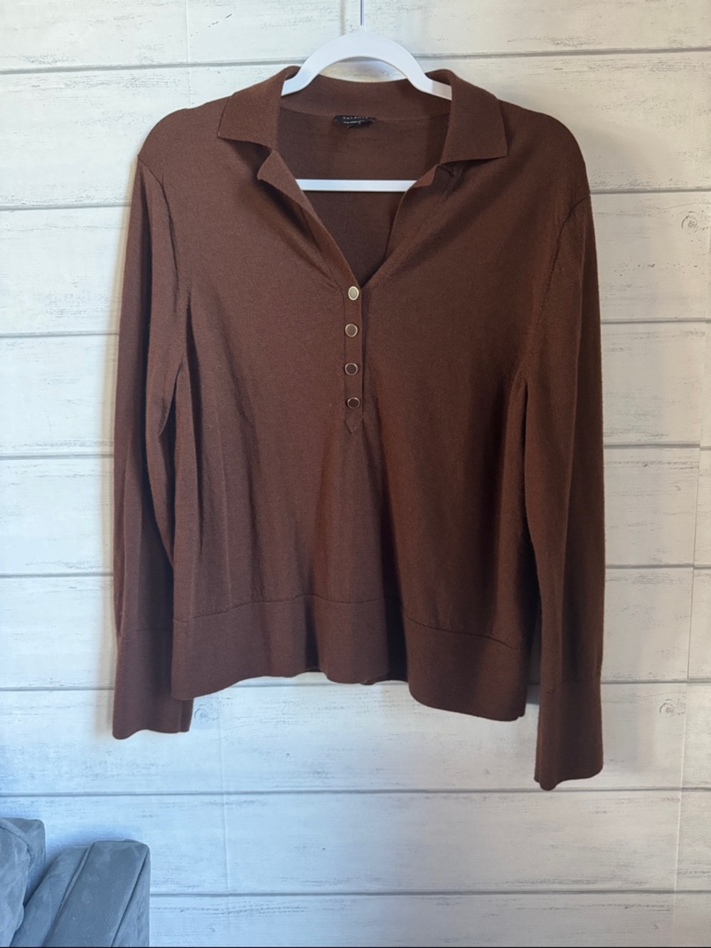 Talbots chocolate Brown 100% Merino Wool Sweater
